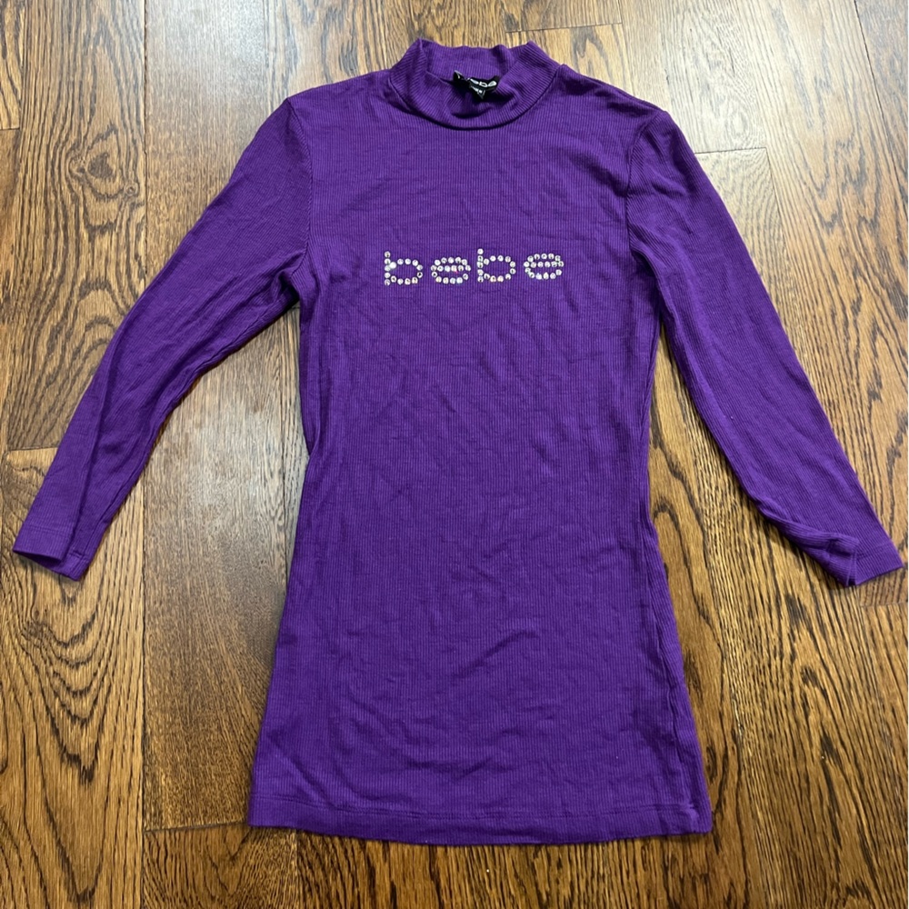 purple bebe mock neck top